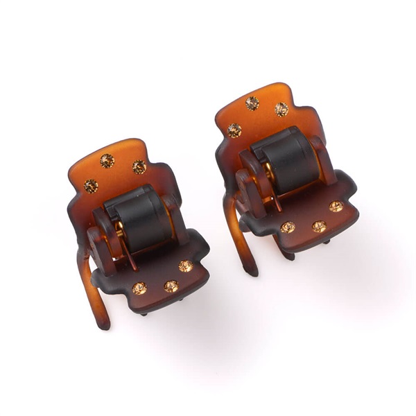 【販路限定】スーパー石付クリップ 2個セット(ブラウンミックス)