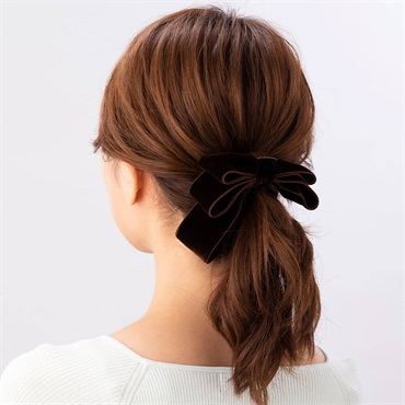 SALE40%OFF 【Web限定】クラッシーリボン バナナクリップ(ブラウン)