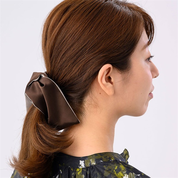 SALE40%OFF 【Web限定】ツイストスクエア シュシュ(ブラウンミックス)