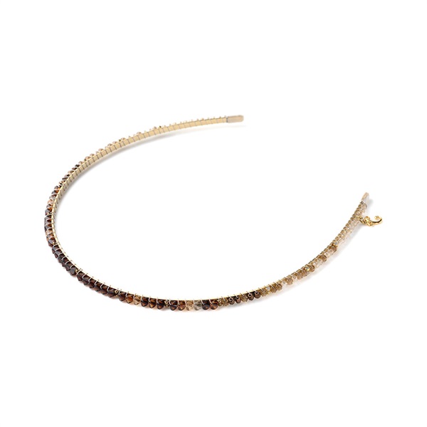 カットビーズグラデーション ヘアバンド(ブラウン)