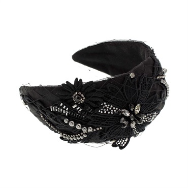 SALE50%OFF ブルーミング エンブロイタリー フレキシフィットヘアバンド(ブラック)