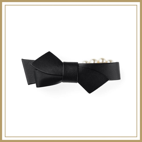 クチュールレザーパール バレッタ(ブラック)