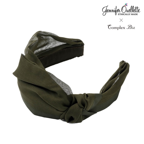 Jennifer Ouellette×Complex Biz ドレープシフォン フレキシフィットヘアバンド(オリーブ)
