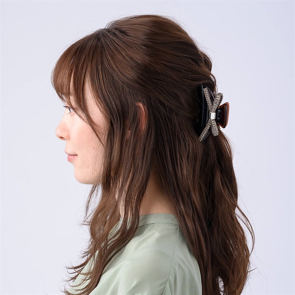 クリスタルメッシュパヴェ バンスクリップ(グレージュ) | バンス